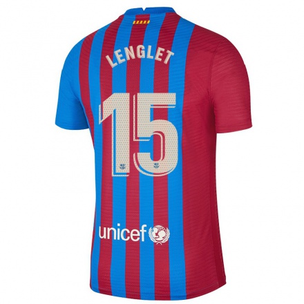 Enfant Football Maillot Clement Lenglet #15 Bleu Marron Tenues Domicile 2021/22 T-shirt