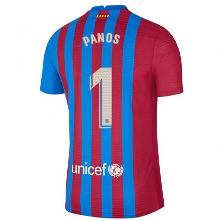 Enfant Football Maillot Sandra Panos #1 Bleu Marron Tenues Domicile 2021/22 T-Shirt