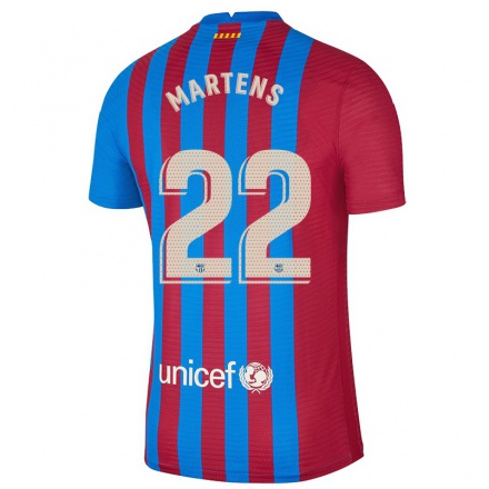 Enfant Football Maillot Lieke Martens #22 Bleu Marron Tenues Domicile 2021/22 T-Shirt