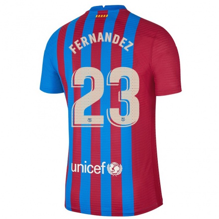 Enfant Football Maillot Jana Fernandez #23 Bleu Marron Tenues Domicile 2021/22 T-shirt