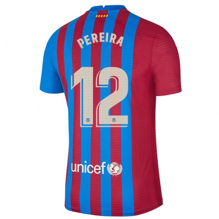Enfant Football Maillot Matheus Pereira #12 Bleu Marron Tenues Domicile 2021/22 T-shirt