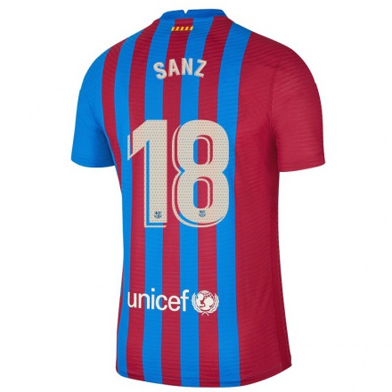Enfant Football Maillot Alvaro Sanz #18 Bleu Marron Tenues Domicile 2021/22 T-Shirt
