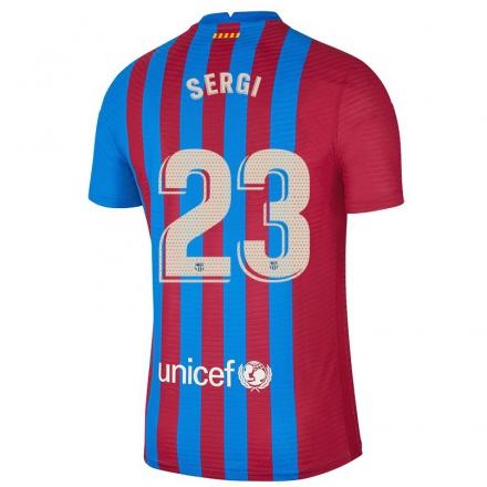 Enfant Football Maillot Martinez Sergi #23 Bleu Marron Tenues Domicile 2021/22 T-shirt