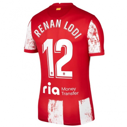 Enfant Football Maillot Renan Lodi #12 Rouge Blanc Tenues Domicile 2021/22 T-shirt