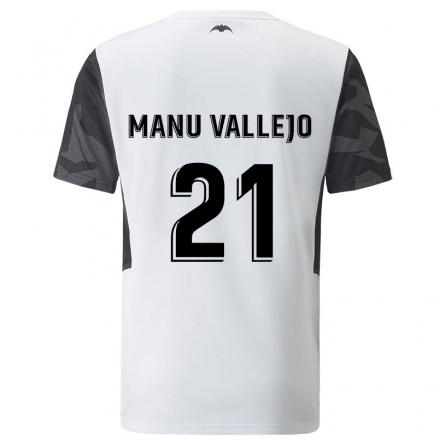 Enfant Football Maillot Manu Vallejo #21 Blanche Tenues Domicile 2021/22 T-Shirt