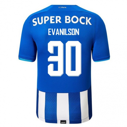 Enfant Football Maillot Evanilson #30 Bleu Royal Tenues Domicile 2021/22 T-Shirt