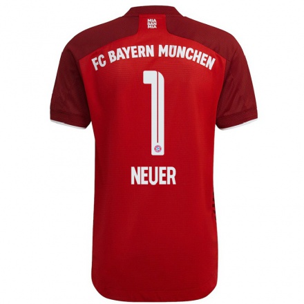 Enfant Football Maillot Manuel Neuer #1 Rouge Foncé Tenues Domicile 2021/22 T-Shirt