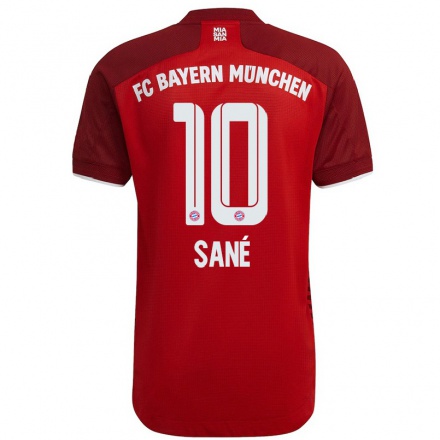 Enfant Football Maillot Leroy Sane #10 Rouge Foncé Tenues Domicile 2021/22 T-shirt