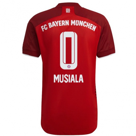 Enfant Football Maillot Jamal Musiala #0 Rouge Foncé Tenues Domicile 2021/22 T-Shirt