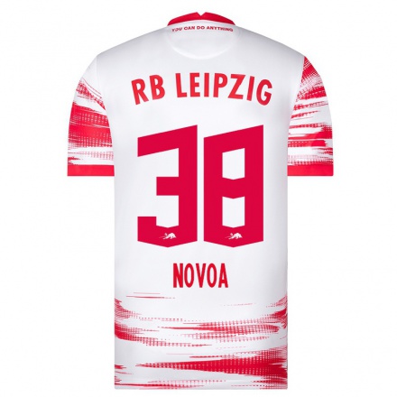 Enfant Football Maillot Hugo Novoa #38 Rouge Blanc Tenues Domicile 2021/22 T-shirt