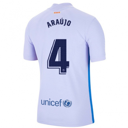 Enfant Football Maillot Ronald Araujo #4 Mauve Clair Tenues Extérieur 2021/22 T-shirt