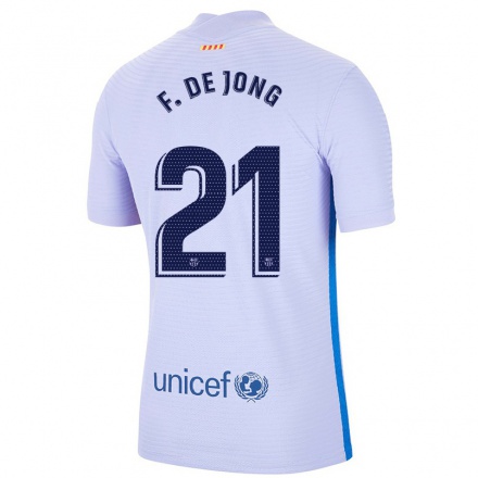 Enfant Football Maillot Frenkie De Jong #21 Mauve Clair Tenues Extérieur 2021/22 T-shirt
