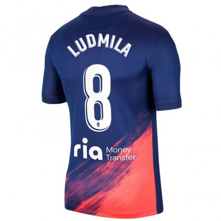 Enfant Football Maillot Ludmila #8 Bleu Foncé Orange Tenues Extérieur 2021/22 T-Shirt