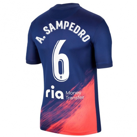 Enfant Football Maillot Amanda Sampedro #6 Bleu Foncé Orange Tenues Extérieur 2021/22 T-Shirt