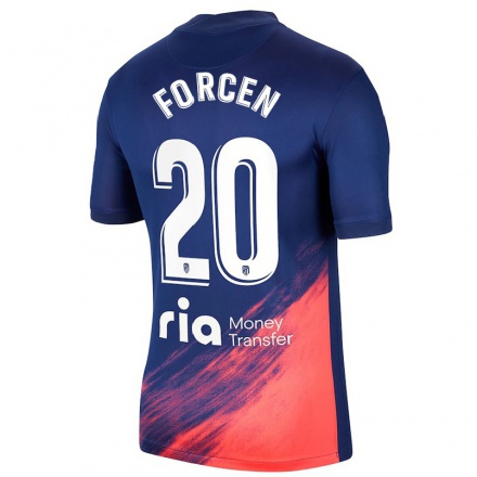 Enfant Football Maillot Luis Angel Forcen #20 Bleu Foncé Orange Tenues Extérieur 2021/22 T-Shirt