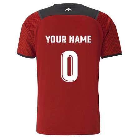 Enfant Football Maillot Votre Nom #0 Rouge Foncé Tenues Extérieur 2021/22 T-Shirt