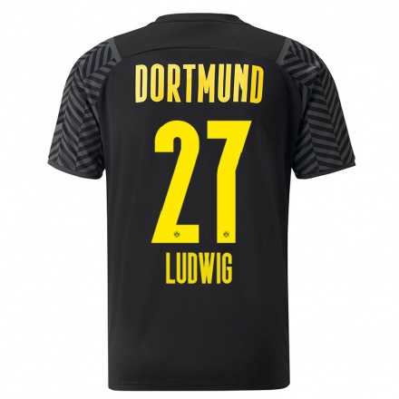 Enfant Football Maillot Michel Ludwig #27 Gris Noir Tenues Extérieur 2021/22 T-Shirt