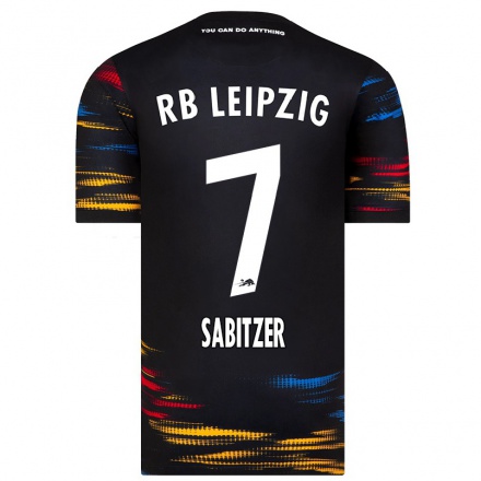 Enfant Football Maillot Marcel Sabitzer #7 Noir Jaune Tenues Extérieur 2021/22 T-Shirt