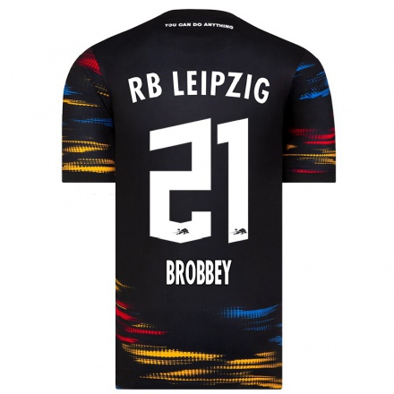 Enfant Football Maillot Brian Brobbey #21 Noir Jaune Tenues Extérieur 2021/22 T-Shirt