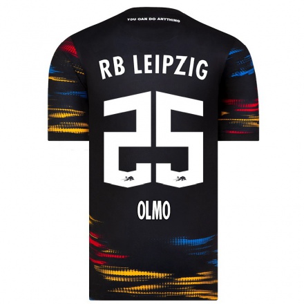 Enfant Football Maillot Dani Olmo #25 Noir Jaune Tenues Extérieur 2021/22 T-Shirt