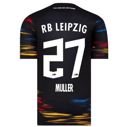 Enfant Football Maillot Marlene Muller #27 Noir Jaune Tenues Extérieur 2021/22 T-Shirt