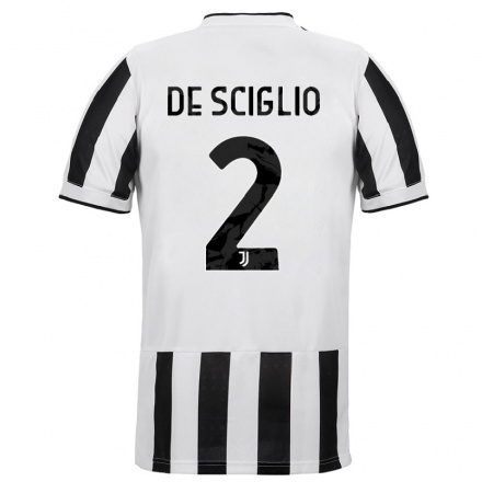 Enfant Football Maillot Mattia De Sciglio #2 Blanc Noir Tenues Domicile 2021/22 T-shirt