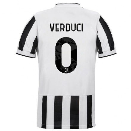 Enfant Football Maillot Giuseppe Verduci #0 Blanc Noir Tenues Domicile 2021/22 T-Shirt