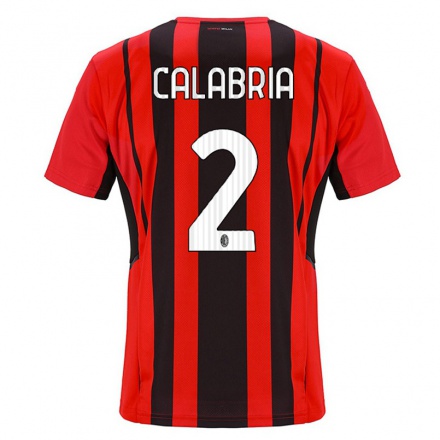 Enfant Football Maillot Davide Calabria #2 Rouge Noir Tenues Domicile 2021/22 T-shirt