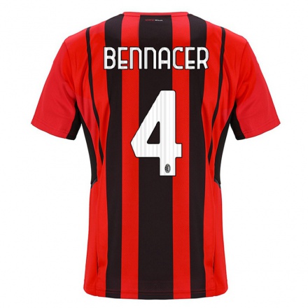 Enfant Football Maillot Ismael Bennacer #4 Rouge Noir Tenues Domicile 2021/22 T-shirt