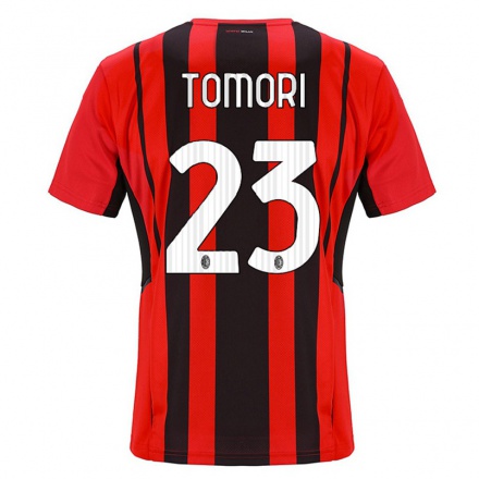 Enfant Football Maillot Fikayo Tomori #23 Rouge Noir Tenues Domicile 2021/22 T-shirt
