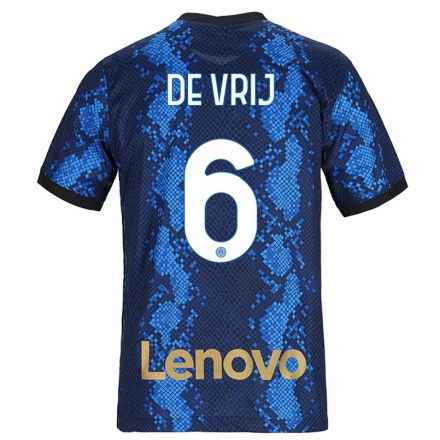 Enfant Football Maillot Stefan de Vrij #6 Bleu Foncé Tenues Domicile 2021/22 T-Shirt