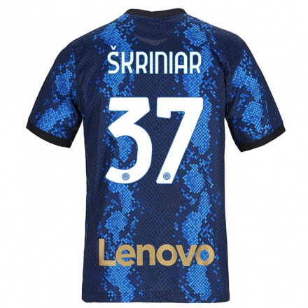 Enfant Football Maillot Milan Skriniar #37 Bleu Foncé Tenues Domicile 2021/22 T-shirt