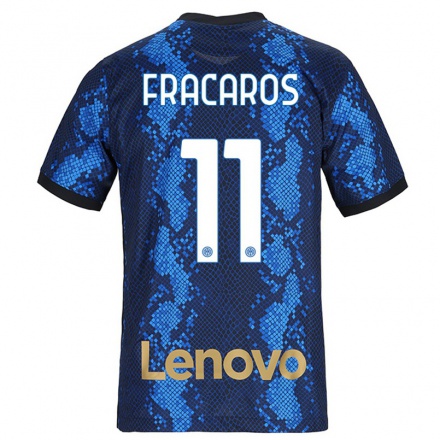 Enfant Football Maillot Caterina Fracaros #11 Bleu Foncé Tenues Domicile 2021/22 T-Shirt
