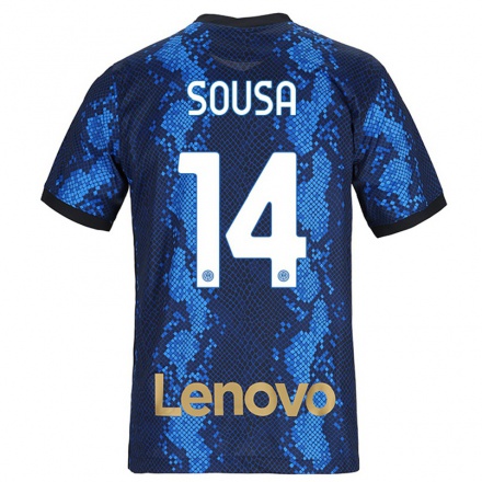 Enfant Football Maillot Kathellen Sousa #14 Bleu Foncé Tenues Domicile 2021/22 T-shirt