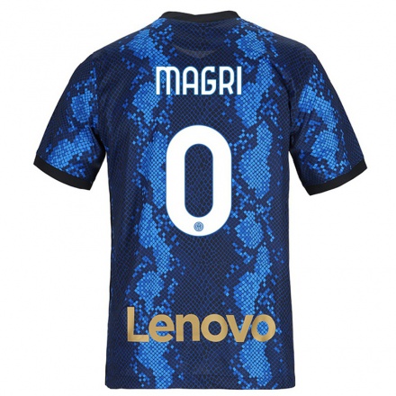 Enfant Football Maillot Andrea Magri #0 Bleu Foncé Tenues Domicile 2021/22 T-Shirt