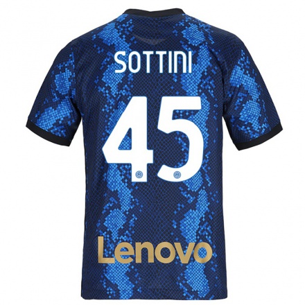 Enfant Football Maillot Edoardo Sottini #45 Bleu Foncé Tenues Domicile 2021/22 T-Shirt