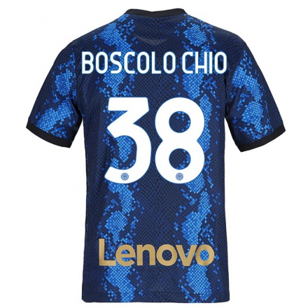 Enfant Football Maillot Riccardo Boscolo Chio #38 Bleu Foncé Tenues Domicile 2021/22 T-shirt