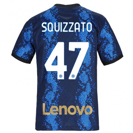 Enfant Football Maillot Niccolo Squizzato #47 Bleu Foncé Tenues Domicile 2021/22 T-shirt