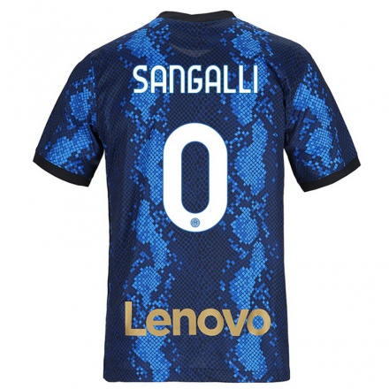 Enfant Football Maillot Mattia Sangalli #0 Bleu Foncé Tenues Domicile 2021/22 T-shirt