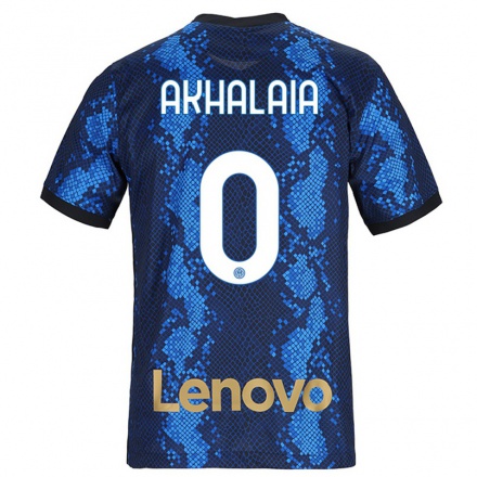 Enfant Football Maillot Lado Akhalaia #0 Bleu Foncé Tenues Domicile 2021/22 T-Shirt