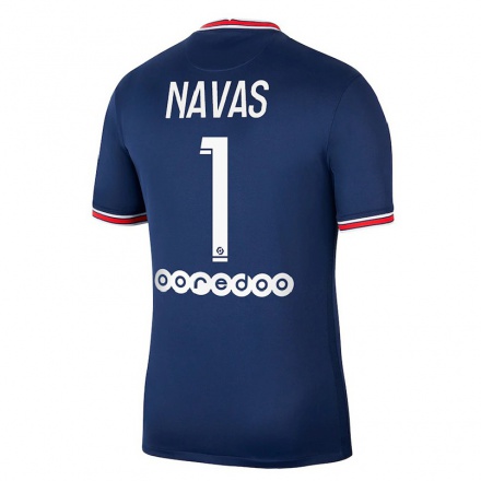 Enfant Football Maillot Keylor Navas #1 Bleu Foncé Tenues Domicile 2021/22 T-Shirt