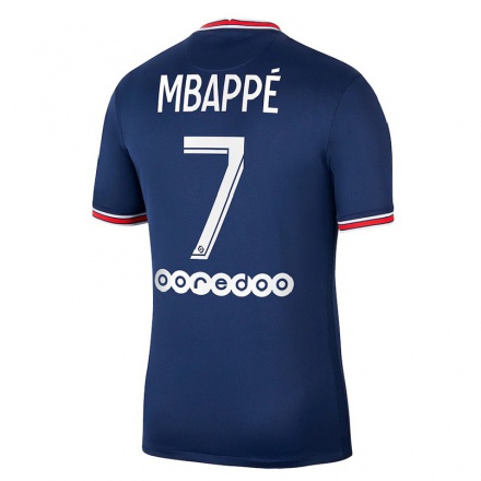Enfant Football Maillot Kylian Mbappe #7 Bleu Foncé Tenues Domicile 2021/22 T-shirt