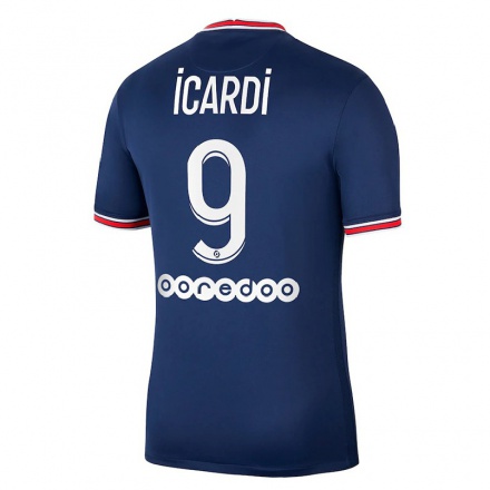 Enfant Football Maillot Mauro Icardi #9 Bleu Foncé Tenues Domicile 2021/22 T-shirt