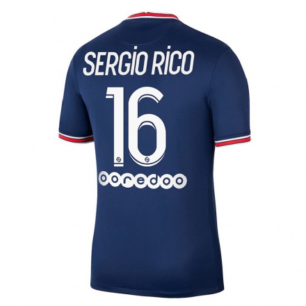 Enfant Football Maillot Sergio Rico #16 Bleu Foncé Tenues Domicile 2021/22 T-shirt