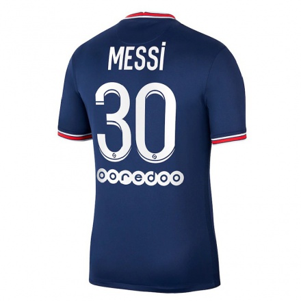 Enfant Football Maillot Lionel Messi #30 Bleu Marron Tenues Domicile 2021/22 T-Shirt