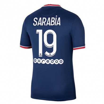 Enfant Football Maillot Pablo Sarabia #19 Bleu Foncé Tenues Domicile 2021/22 T-Shirt