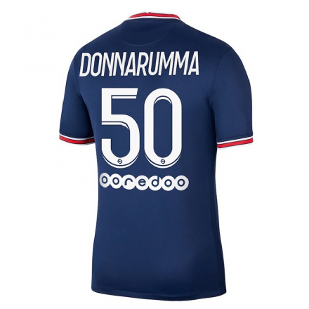 Enfant Football Maillot Gianluigi Donnarumma #50 Bleu Foncé Tenues Domicile 2021/22 T-shirt