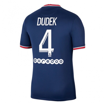 Enfant Football Maillot Paulina Dudek #4 Bleu Foncé Tenues Domicile 2021/22 T-Shirt