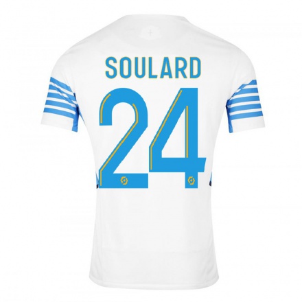 Enfant Football Maillot Amandine Soulard #24 Blanche Tenues Domicile 2021/22 T-Shirt