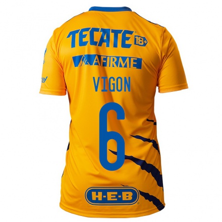 Enfant Football Maillot Juan Vigon #6 Jaune Tenues Domicile 2021/22 T-shirt